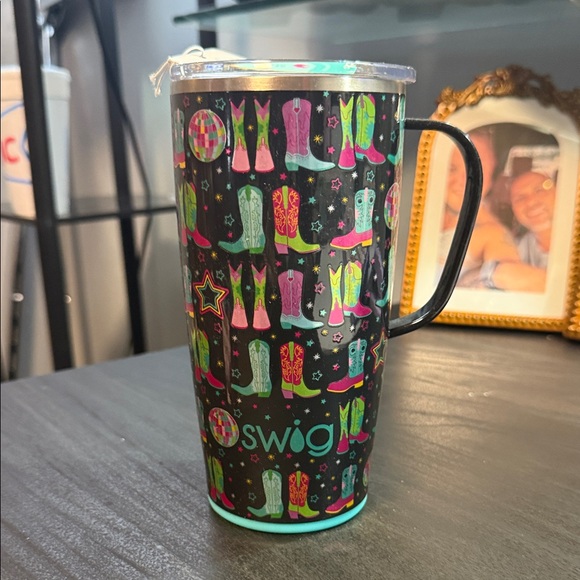 Swig Black and Multicolor Boot Pattern Mug - Picture 1 of 1